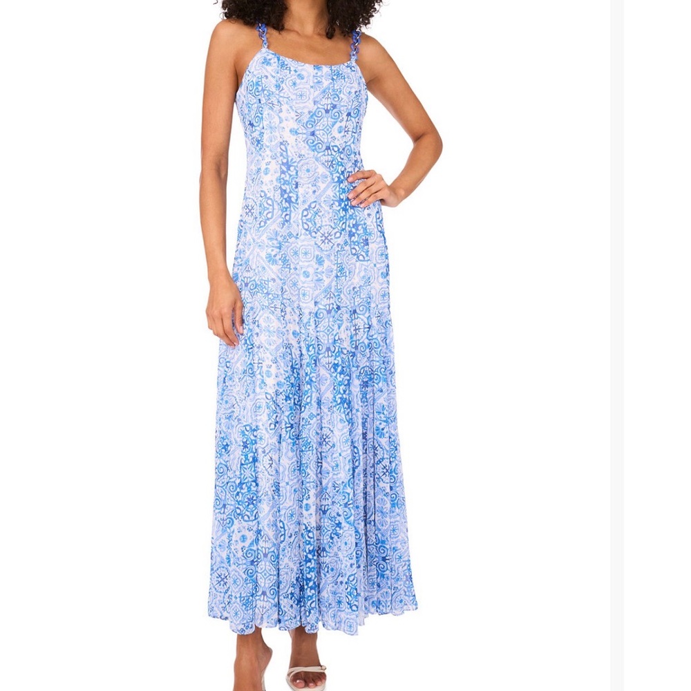CeCe Light Blue Patterned Maxi Dress